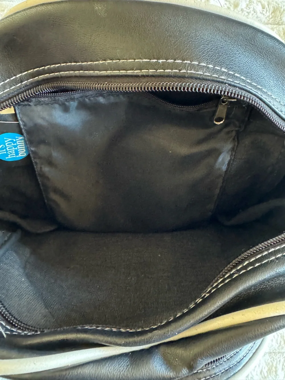 Black Bunny Patch Mini Backpack - I hate everything